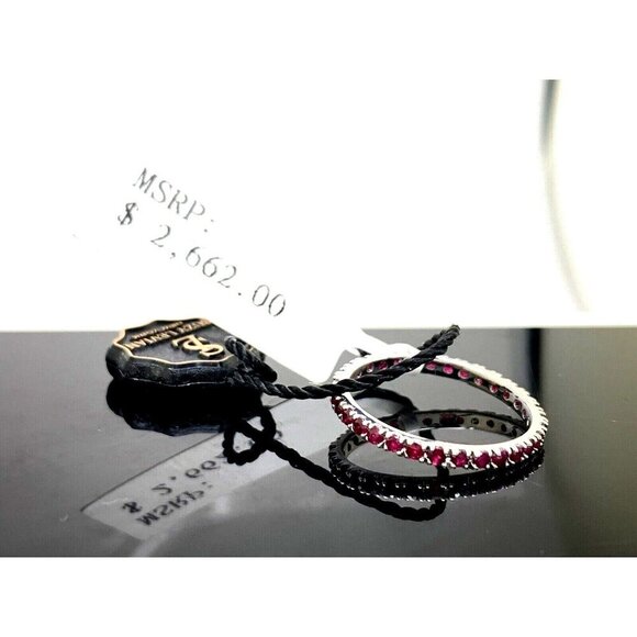 Suzy Levian Eternity Ring 14k White Gold Ruby 2mm Wedding Band Women's S… - Picture 11 of 14